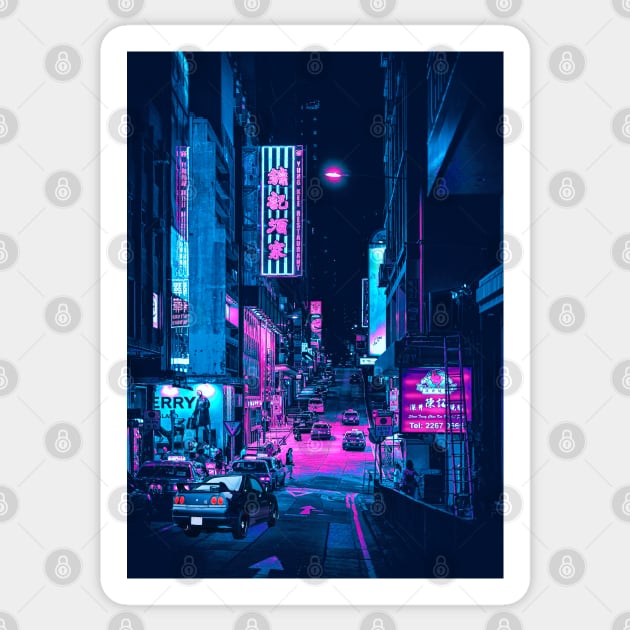 City Neon Synthwave Sticker by JeffDesign